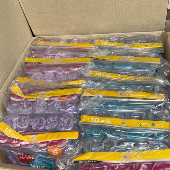Hanes Girls’ Tagless Briefs – LOT 74 - 240 pcs – 24 packs (10 ea) – Sz 6 - NEW - Picture 2 of 3